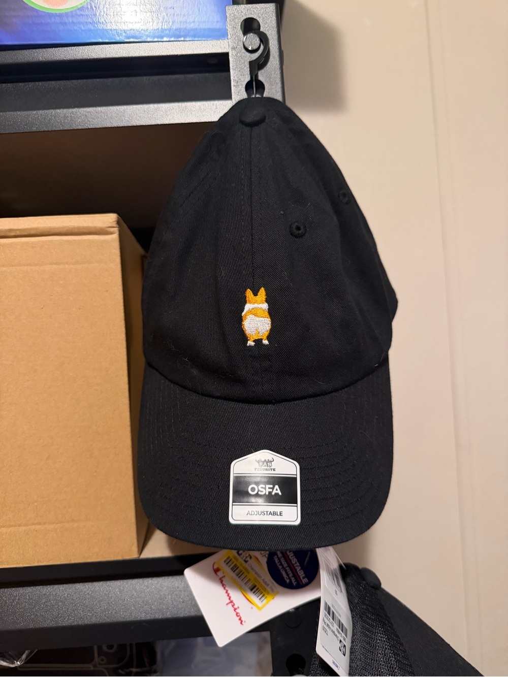 Target Black Baseball Hat with Yellow & White Corgi Embroidery